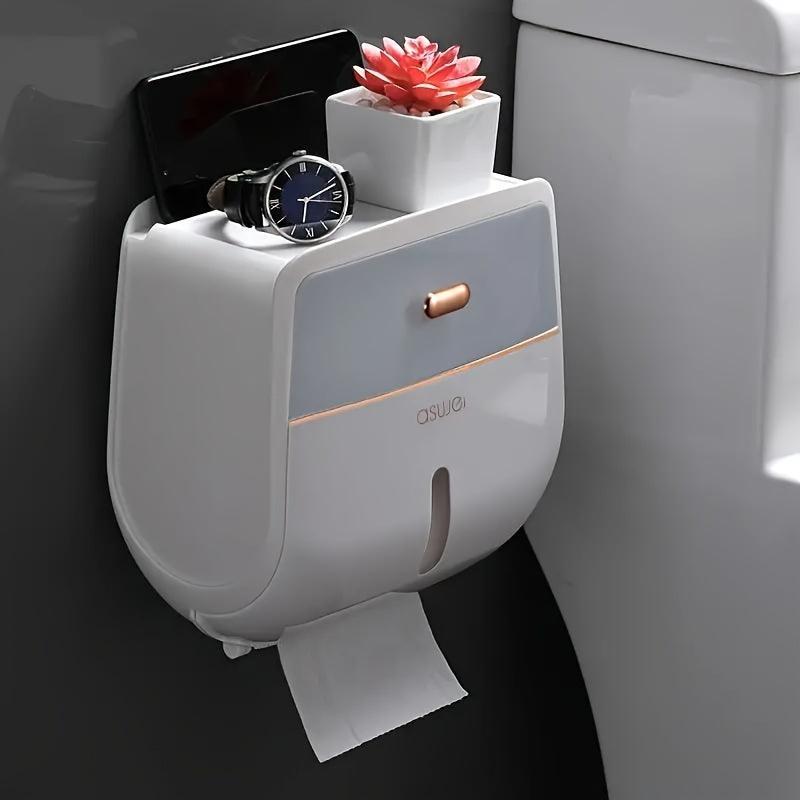 Toilet Roll Paper, Holder Large Capacity, Tissue Storage Box, Wall Mounted, Waterproof, Bathroom Accessories