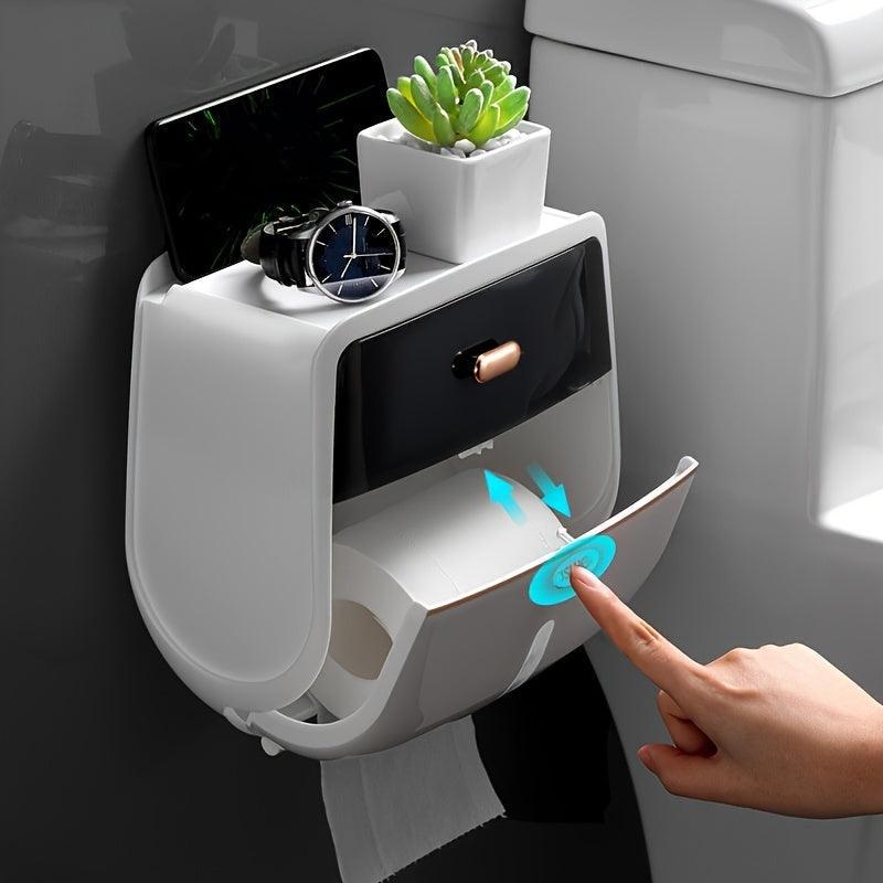 Toilet Roll Paper, Holder Large Capacity, Tissue Storage Box, Wall Mounted, Waterproof, Bathroom Accessories