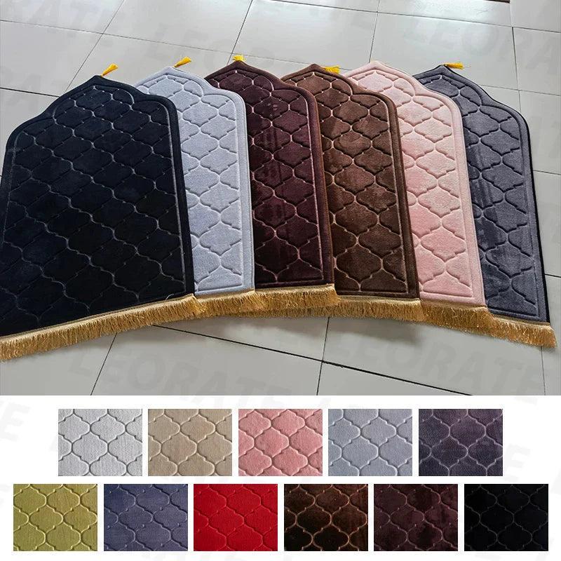 Flannel Prayer Mat Worship, Embossing Floor Carpets Non-Slip Soft Portable