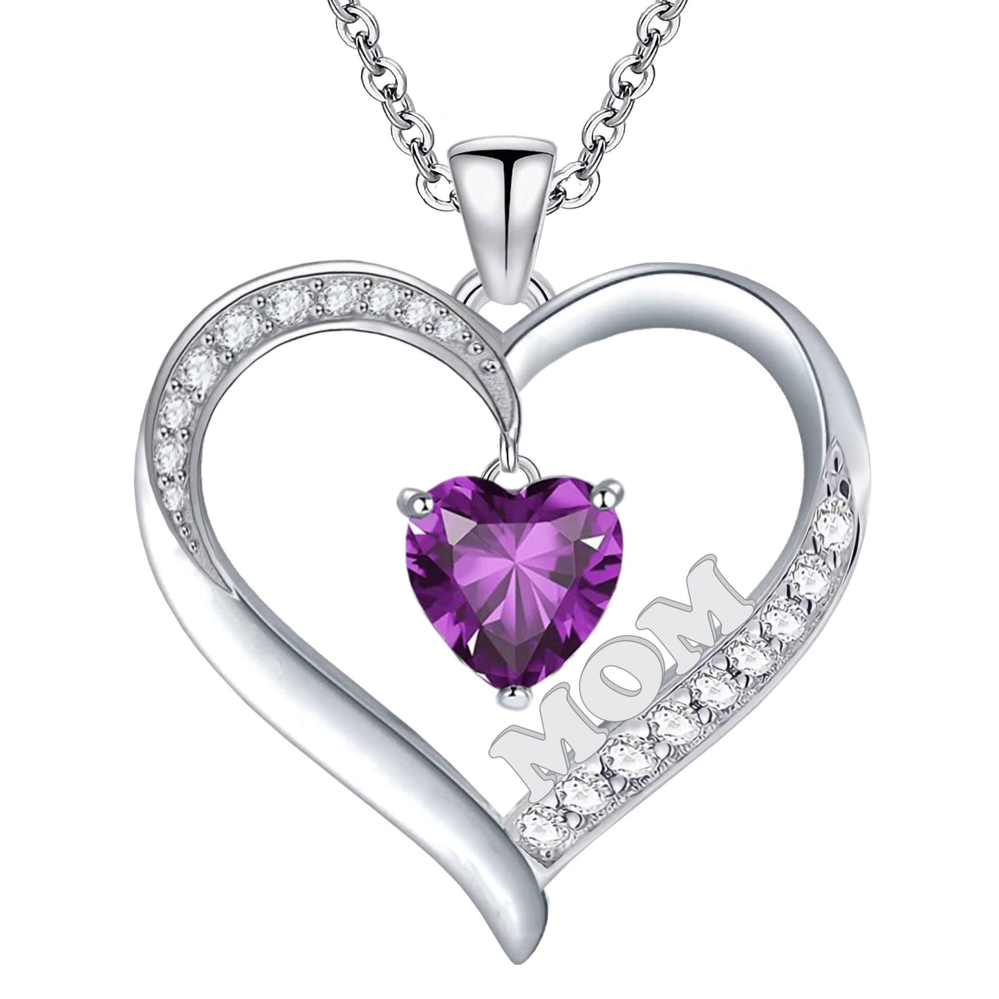 Amazing 14k White Gold Plated 5A Cubic Zirconia Heart Pendant Necklace for Women