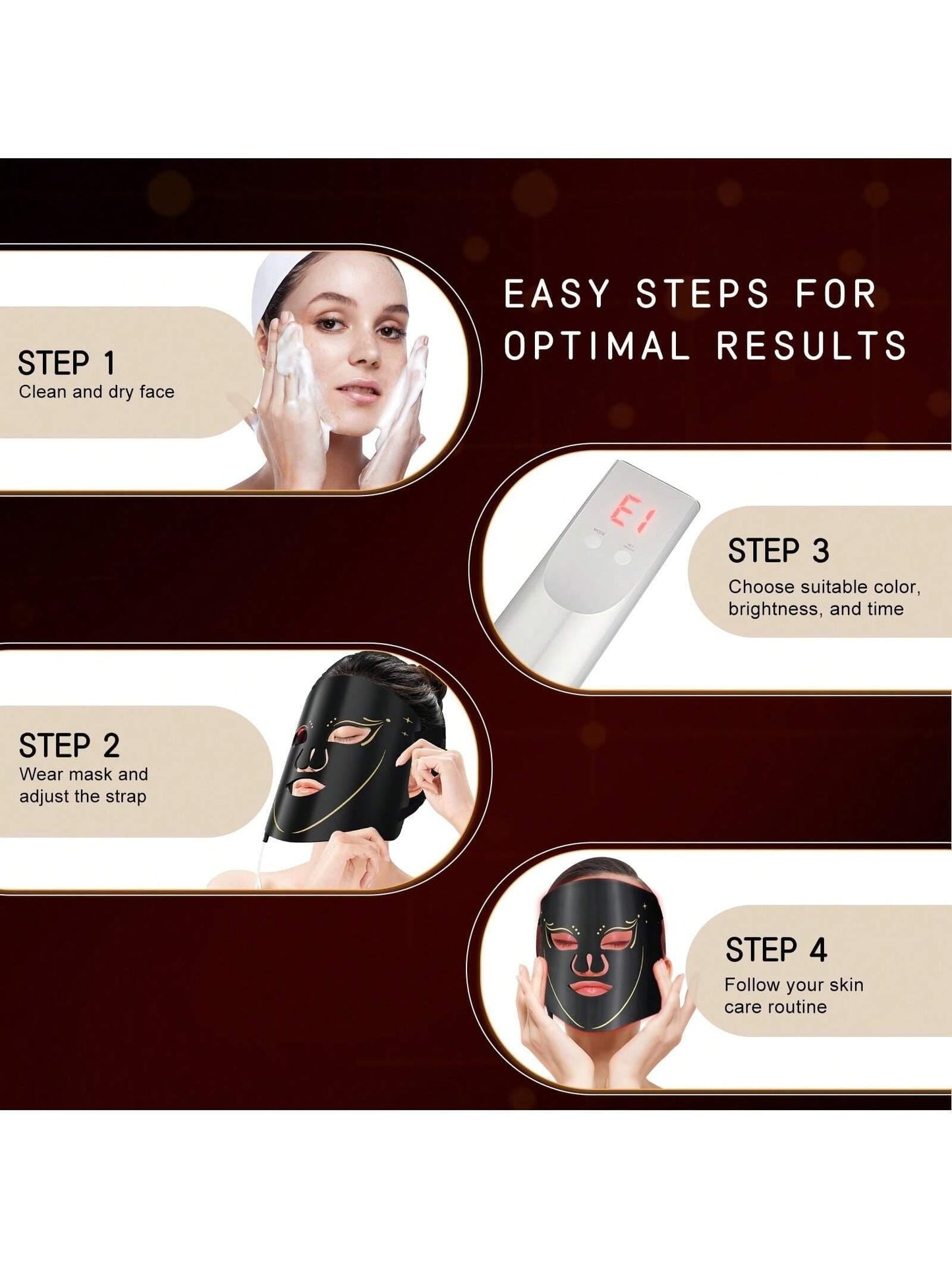 Red Light Mask For Face, Facial Skin Care Mask, Soft Lightweight And Foldable As A Gift, Or Home, Travel Use