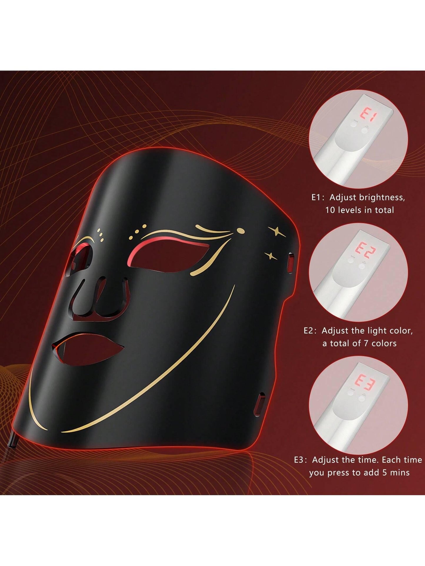 Red Light Mask For Face, Facial Skin Care Mask, Soft Lightweight And Foldable As A Gift, Or Home, Travel Use