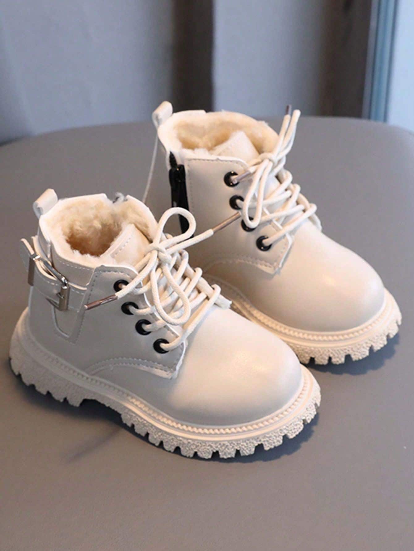 1pair Children Thermal Lined Boots, New Autumn/Winter Fashion, Anti-Slip Rubber Sole, Warm Fur Short Boots For Boys & Girls