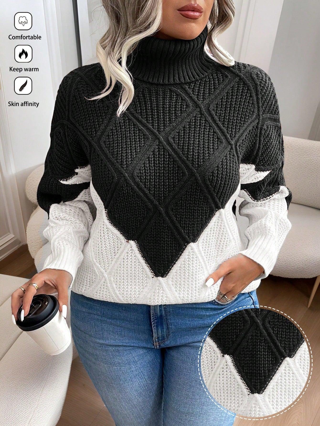 Essnce Plus Size Mock Neck Sweater, Fashion Casual Pullover For Everyday Wear, For Winter