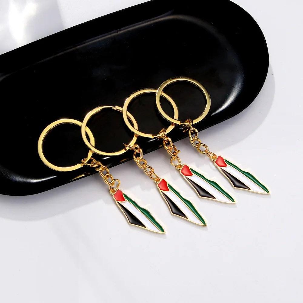 Palestine Map Flag Keychain Pendant for World Peace Decorative Metal Pendant Accessories for Men and Women