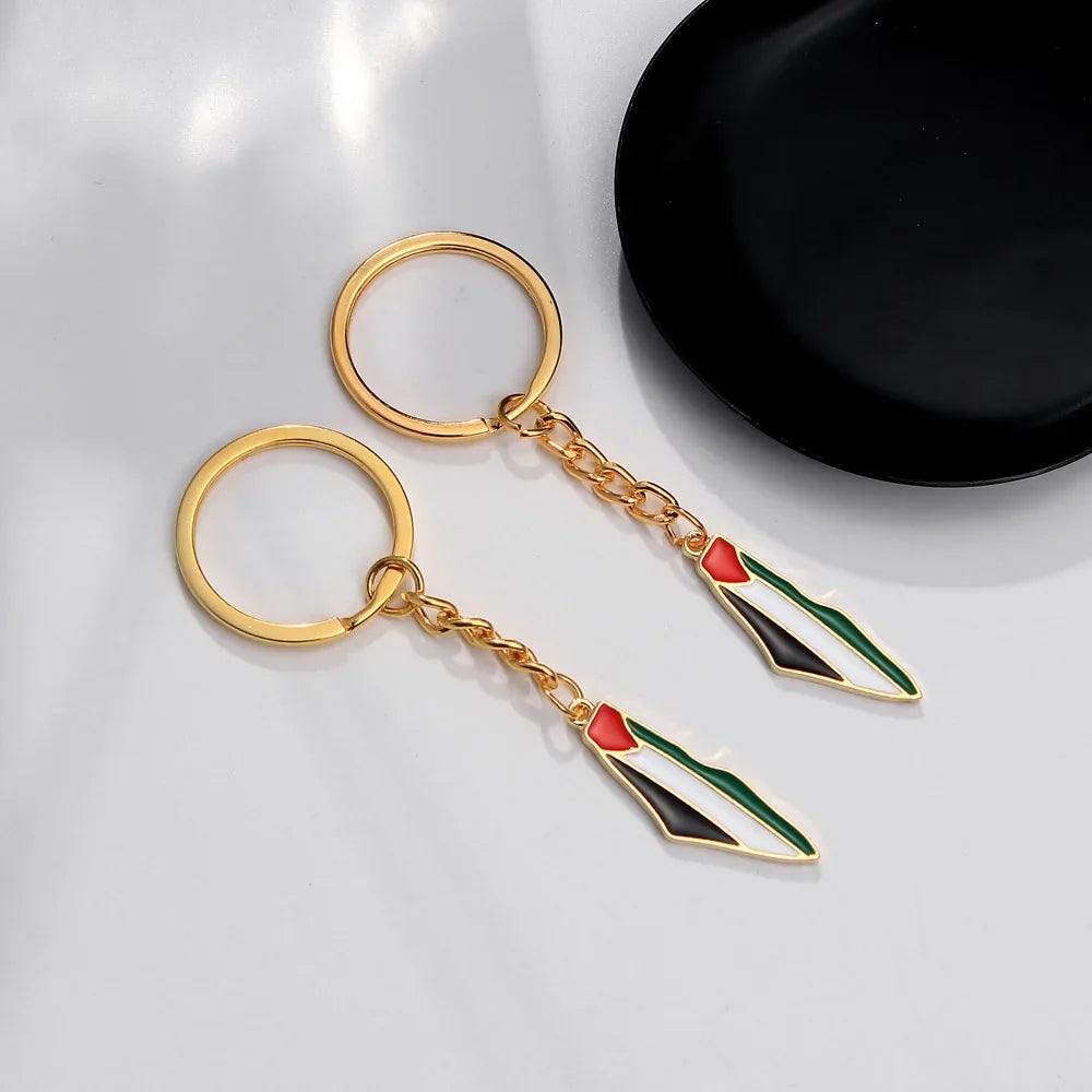 Palestine Map Flag Keychain Pendant for World Peace Decorative Metal Pendant Accessories for Men and Women