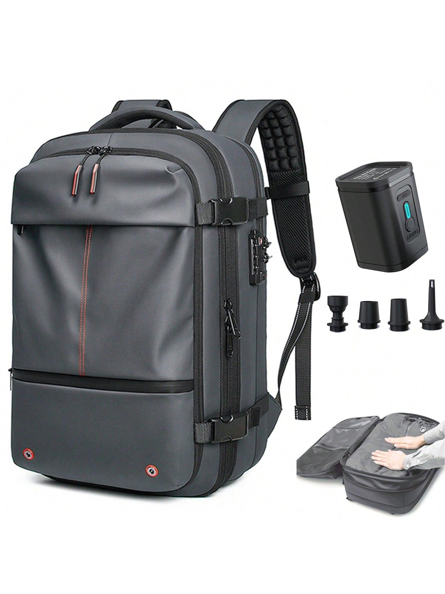 Pack Backpack, 60L Expandable with Vacuum Compression, TSA Lock Laptop 16 Inch, Anti-Theft Travel, Water Resistant Space Saver