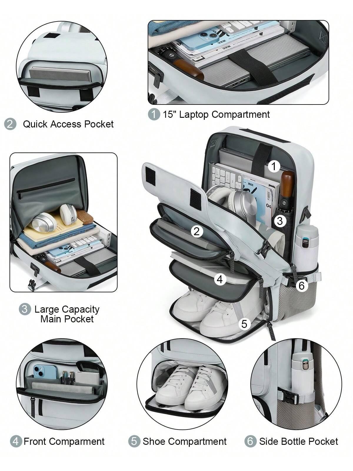 Travel Laptop Backpack for Men & Women with USB Charging Port Fits 16.5 Inch Notebook Rucksack