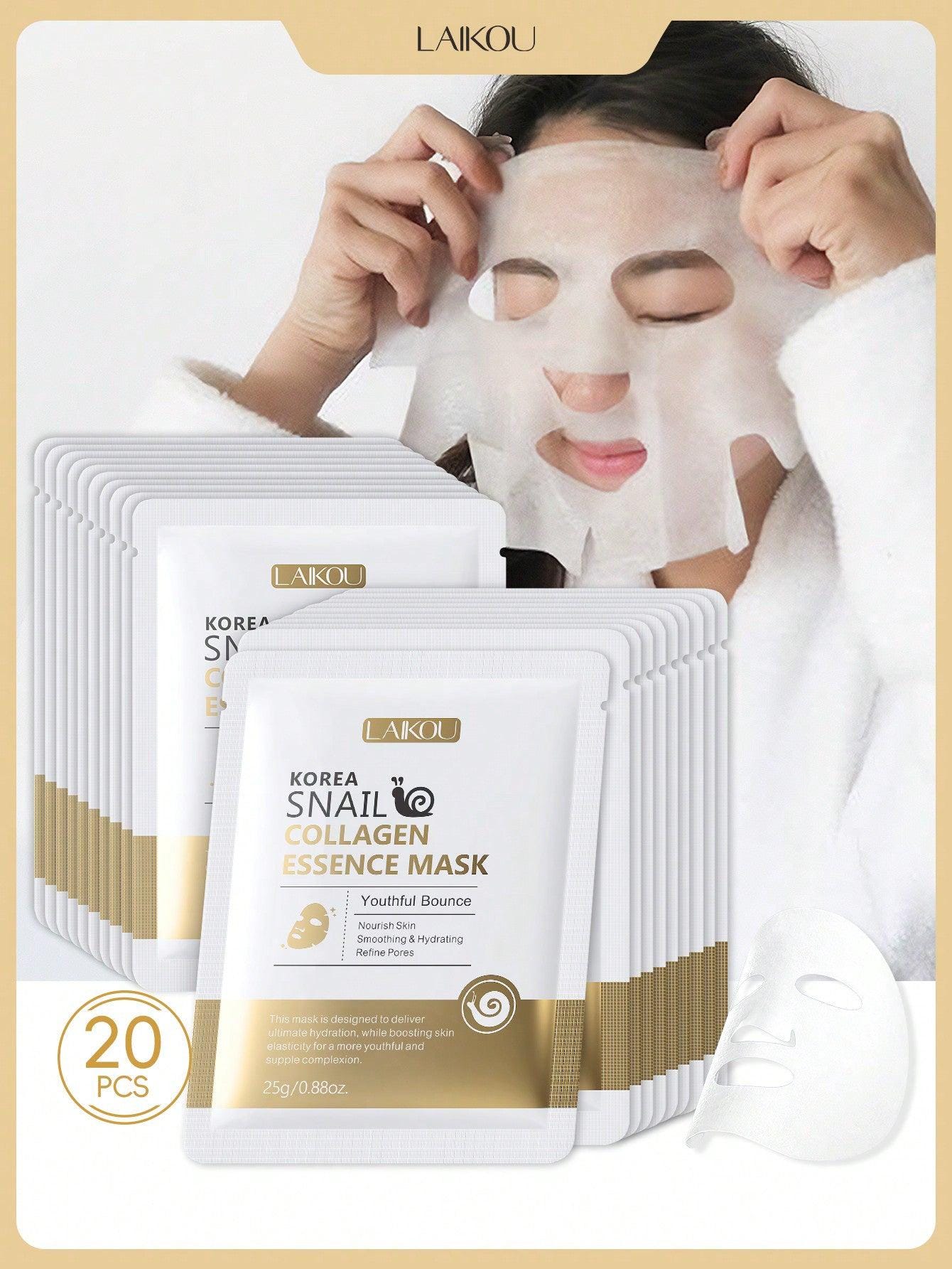 20 Pcs Hydrating and Brighten LAIKOU Japan Sakura Moisturizing Mask,25g Moisturizing Patch Facial Mask Deep Repairing For Women All Skin