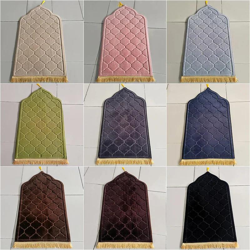 Flannel Prayer Mat Worship, Embossing Floor Carpets Non-Slip Soft Portable