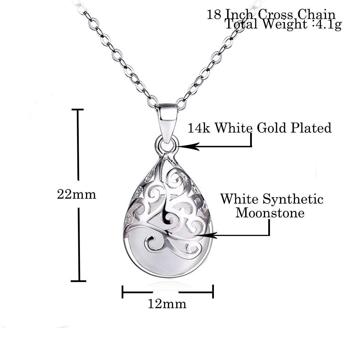 Amazing 14k White Gold Plated Created Moonstone Life Tree Jewelry Set