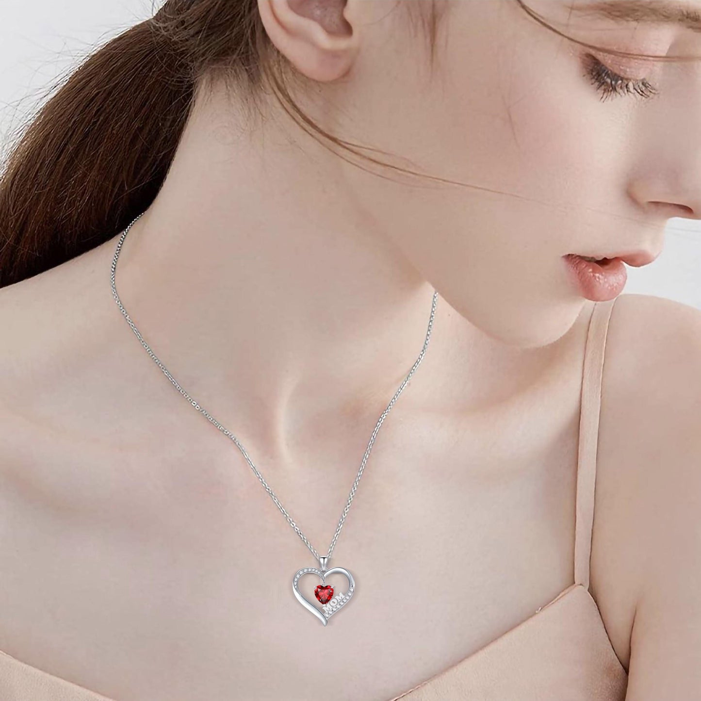 Amazing 14k White Gold Plated 5A Cubic Zirconia Heart Pendant Necklace for Women