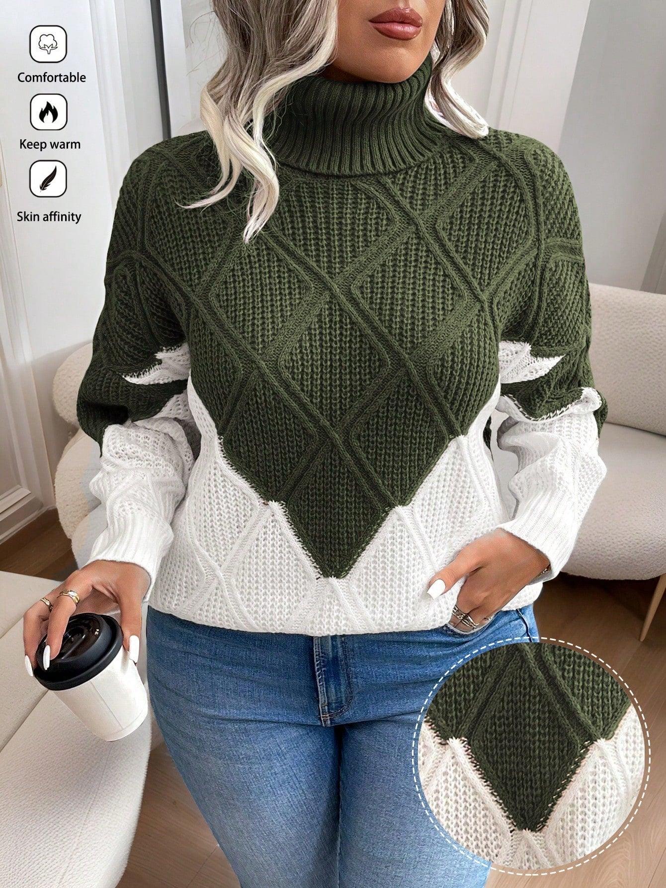 Essnce Plus Size Mock Neck Sweater, Fashion Casual Pullover For Everyday Wear, For Winter
