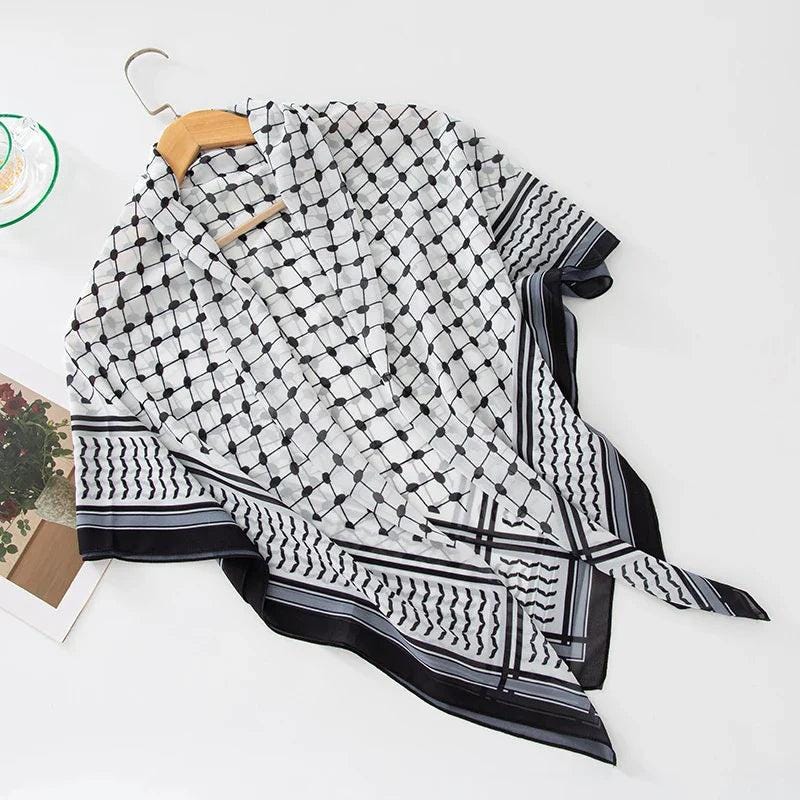 115cm Chiffon Keffiyeh Kerchief Square Headscarf Islam Arab Palestine Head Neck Scarves Headwrap