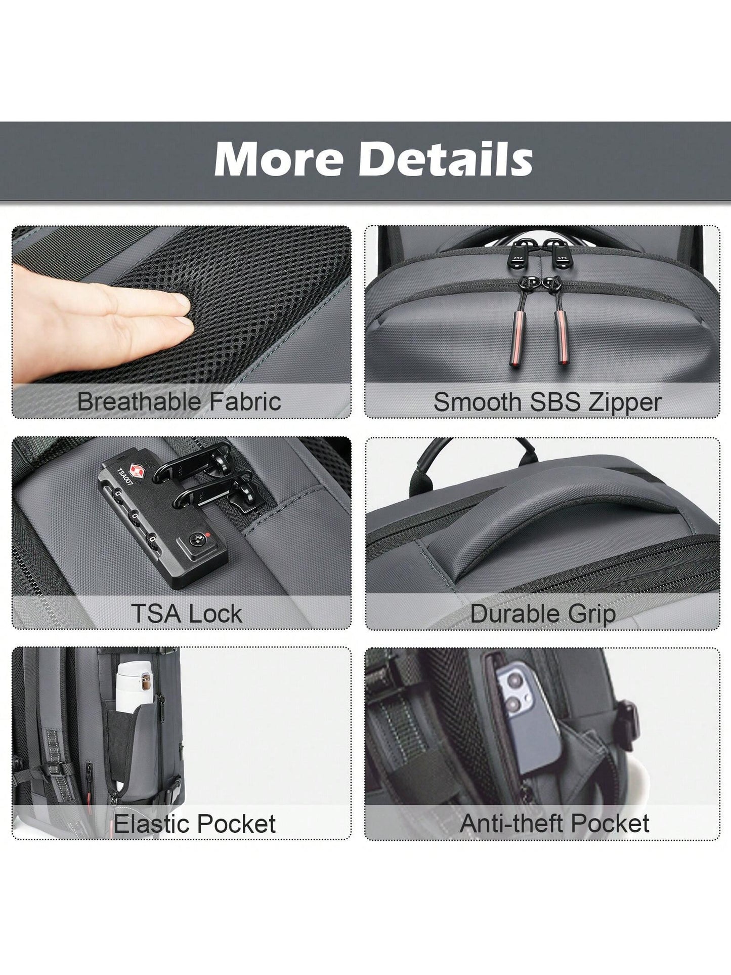 Pack Backpack, 60L Expandable with Vacuum Compression, TSA Lock Laptop 16 Inch, Anti-Theft Travel, Water Resistant Space Saver