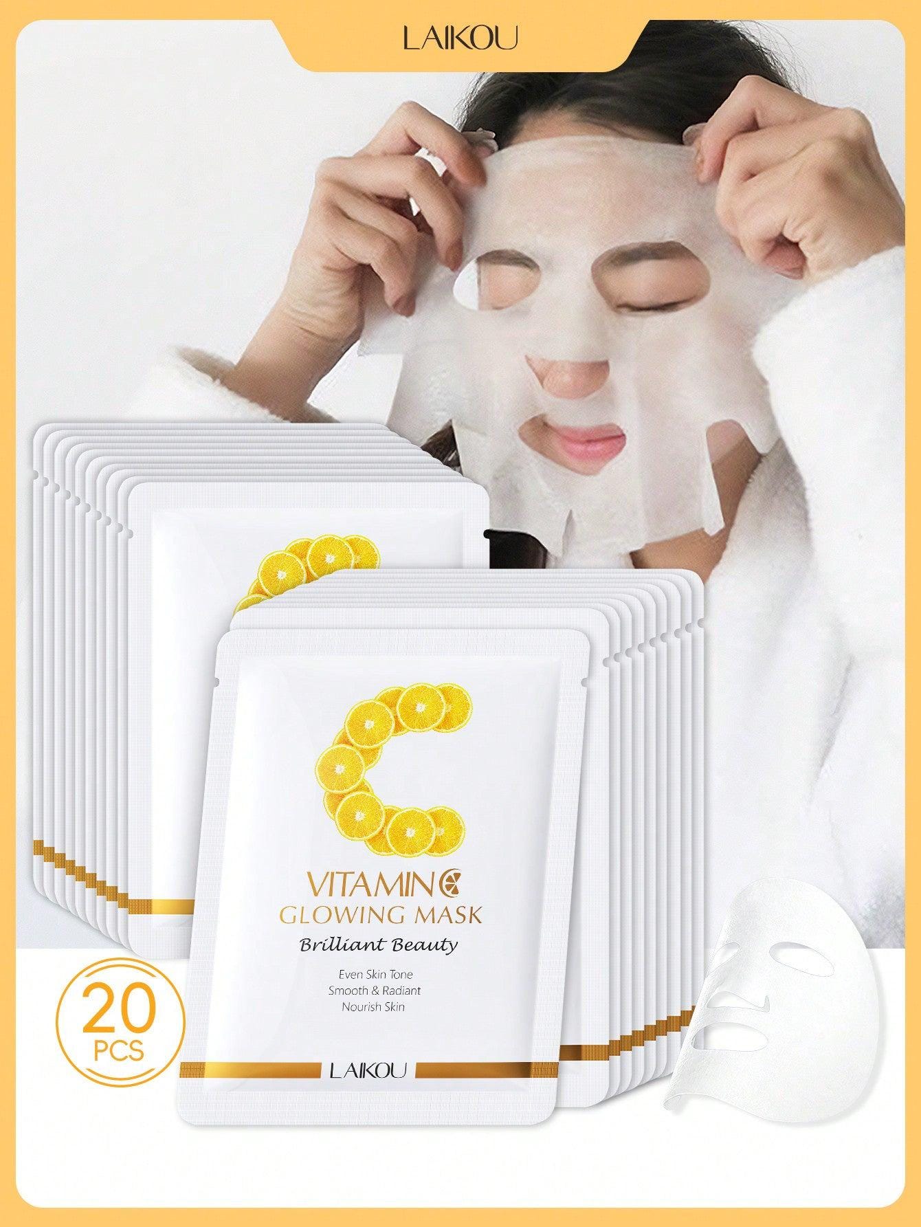 20 Pcs Hydrating and Brighten LAIKOU Japan Sakura Moisturizing Mask,25g Moisturizing Patch Facial Mask Deep Repairing For Women All Skin