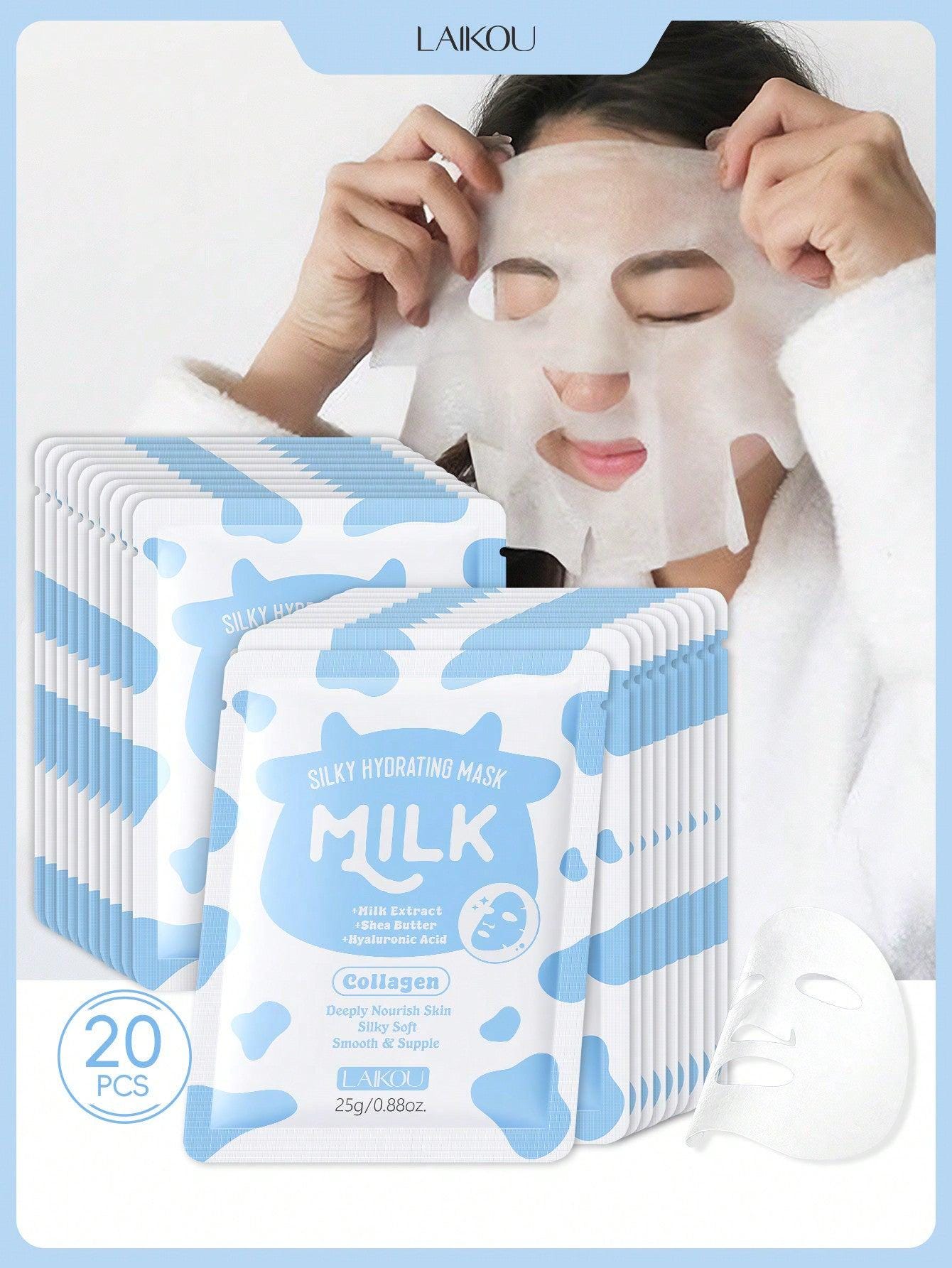 20 Pcs Hydrating and Brighten LAIKOU Japan Sakura Moisturizing Mask,25g Moisturizing Patch Facial Mask Deep Repairing For Women All Skin
