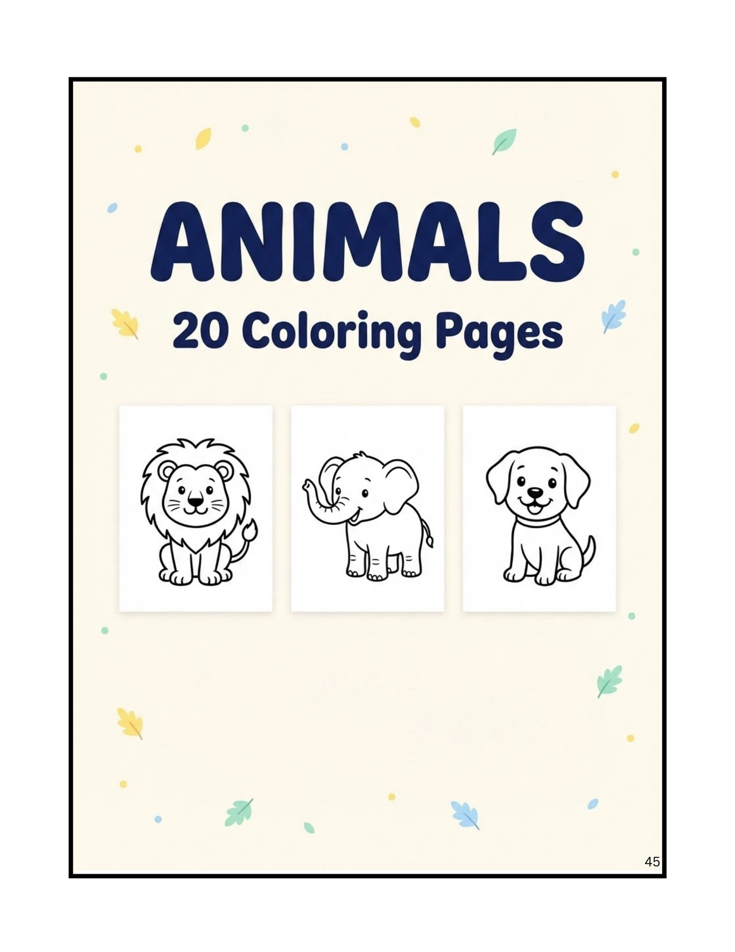 Kids Coloring Book Ages 5–10: 100 Easy Coloring Pages of Animals, Birds, Fish, Dinosaurs, Plants, and Everyday Tools