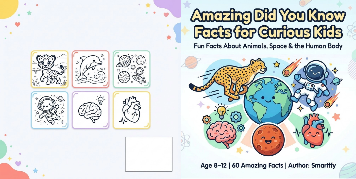 Fun Science Facts for Kids: Animals, Space & the Human Body : Did You Know Facts for Curious Kids: Educational Facts About Animals, Space, and the Human Body for Ages 8-12