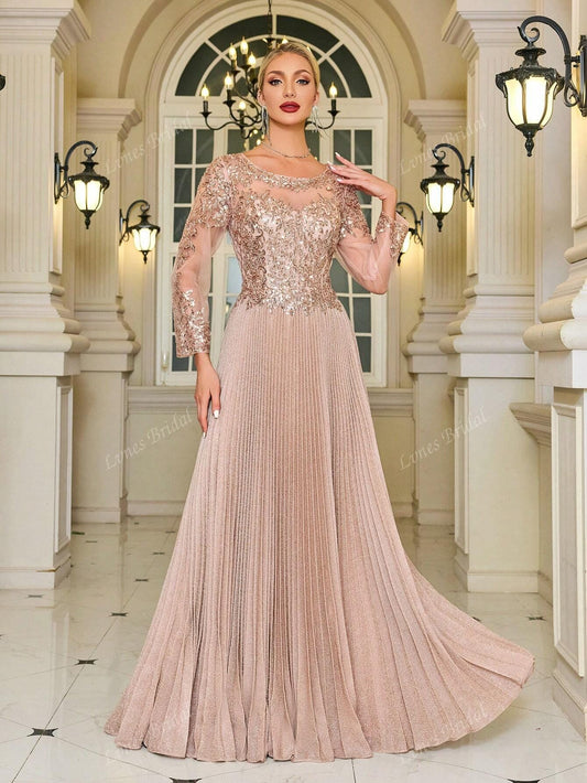 A-Line/Princess Pleated Dress Formal Night Out Dress Wrist-Length Sleeves Mother Of The Bride Dresses