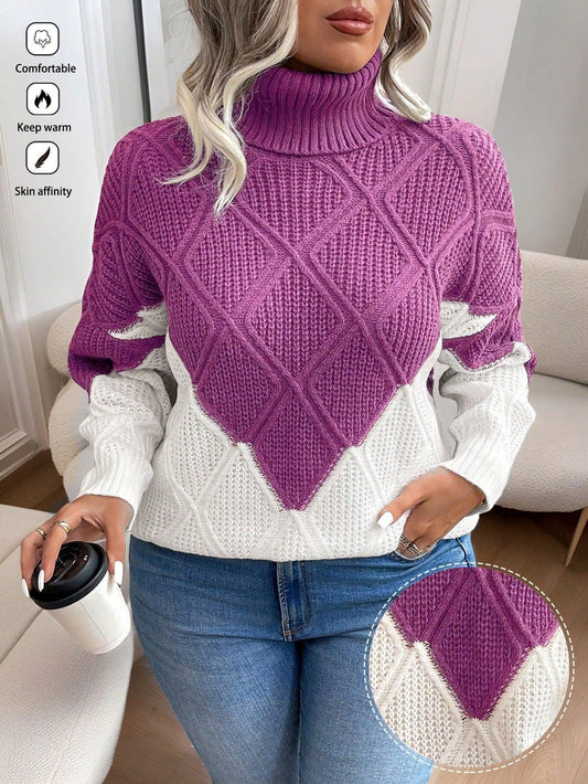 Essnce Plus Size Mock Neck Sweater, Fashion Casual Pullover For Everyday Wear, For Winter