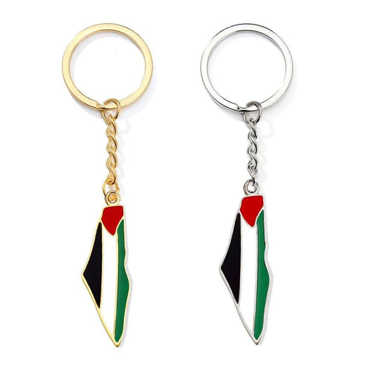 Palestine Map Flag Keychain Pendant for World Peace Decorative Metal Pendant Accessories for Men and Women