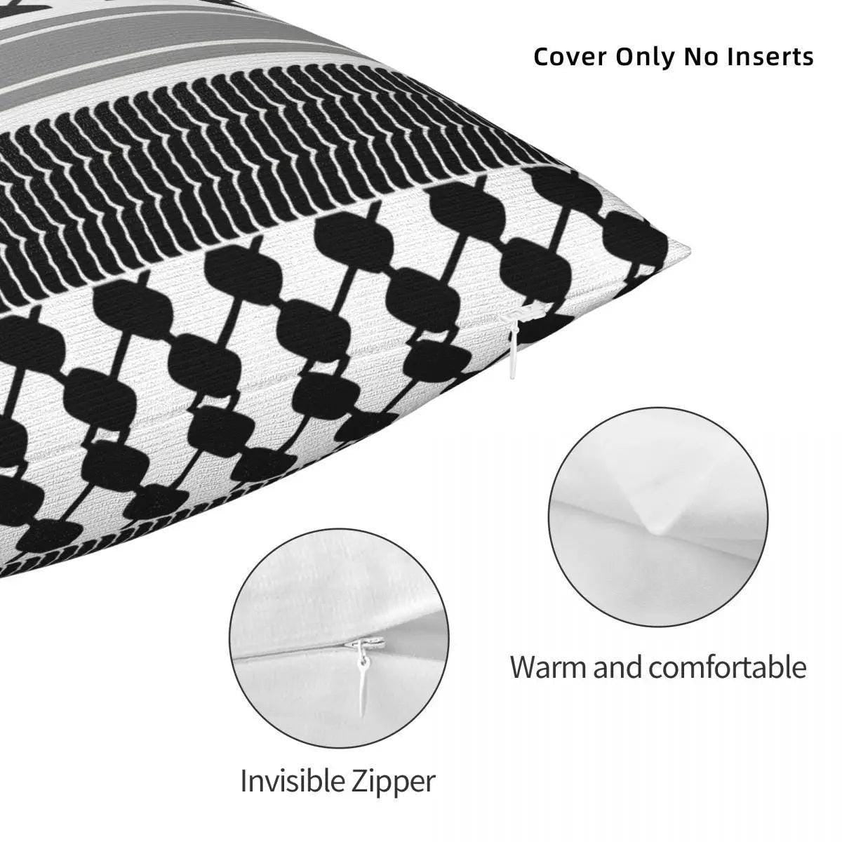 Palestinian Map Black and White Keffiyeh Pillow Cover Palestine Flag Soft Pillowcase Cushion