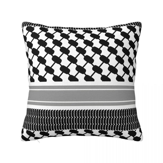 Palestinian Map Black and White Keffiyeh Pillow Cover Palestine Flag Soft Pillowcase Cushion