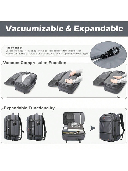 Pack Backpack, 60L Expandable with Vacuum Compression, TSA Lock Laptop 16 Inch, Anti-Theft Travel, Water Resistant Space Saver